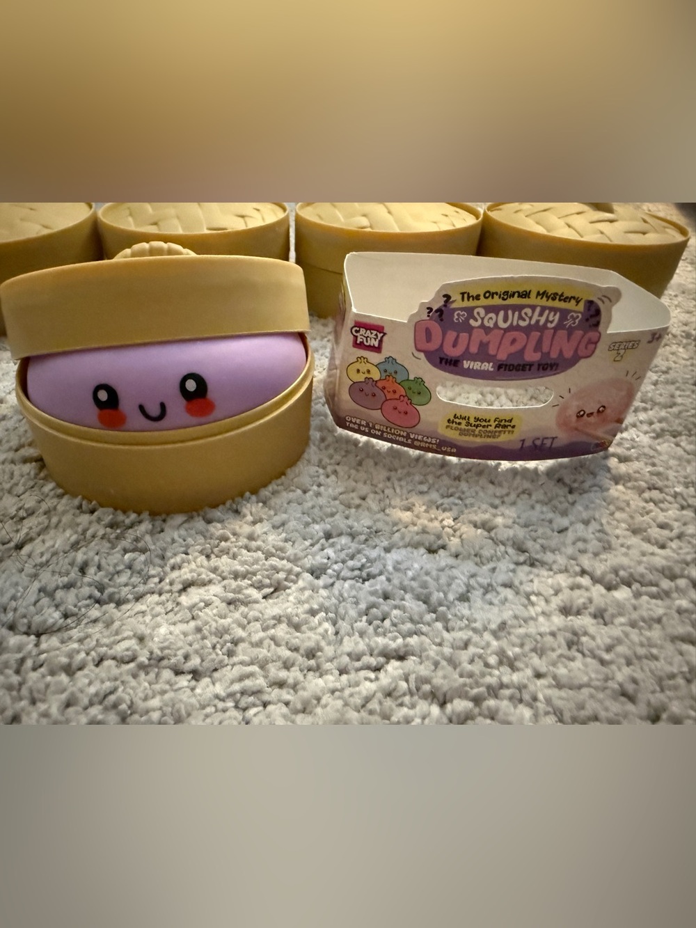 OPENED. Squishy Dumpling Novelty Toy - Purple Dumpling